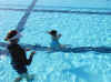 He's placed in the water at different angles...